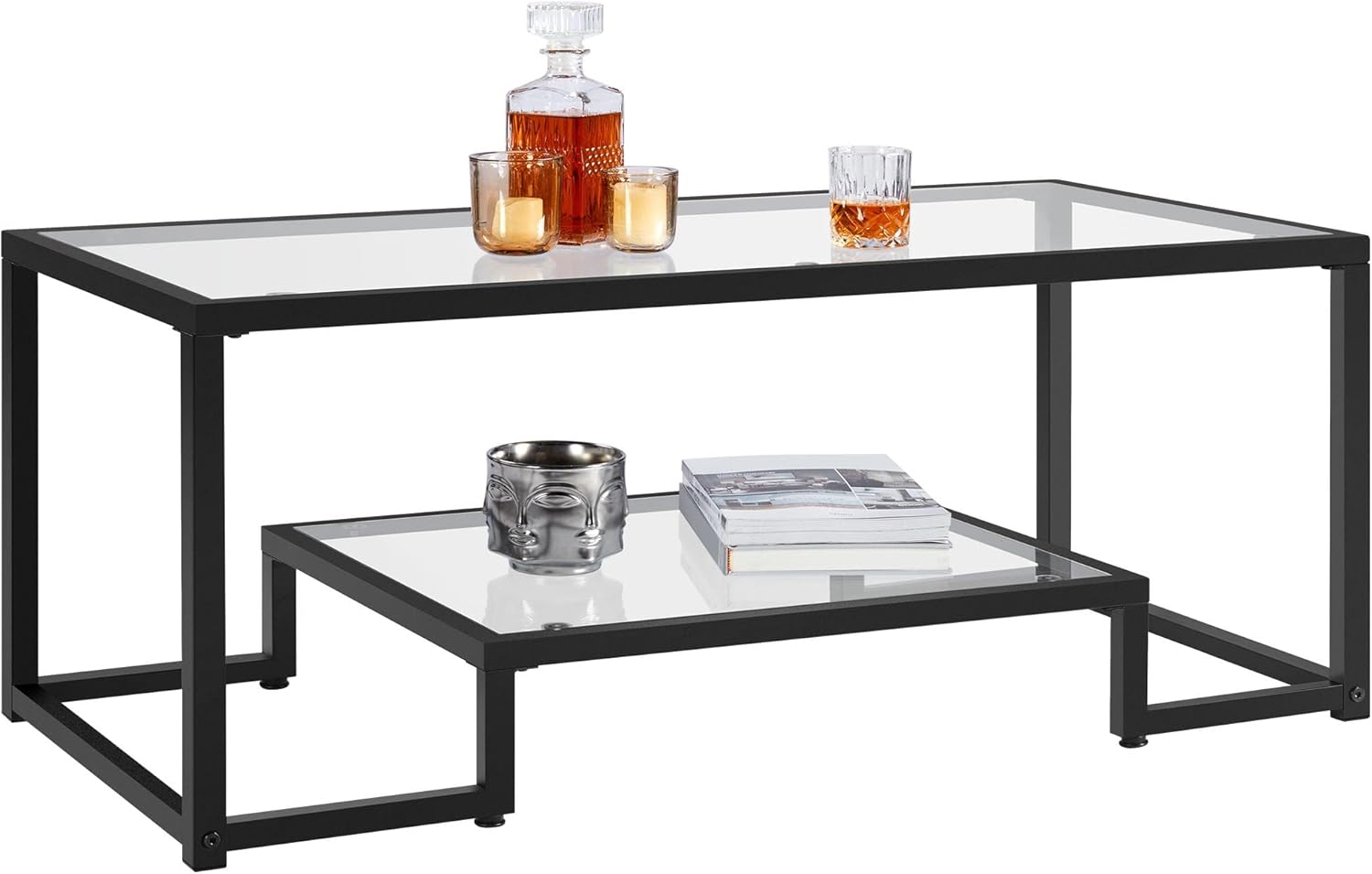 Yaheetech Coffee Table, Tempered Glass Coffee Table, Modern Simple Center Table...