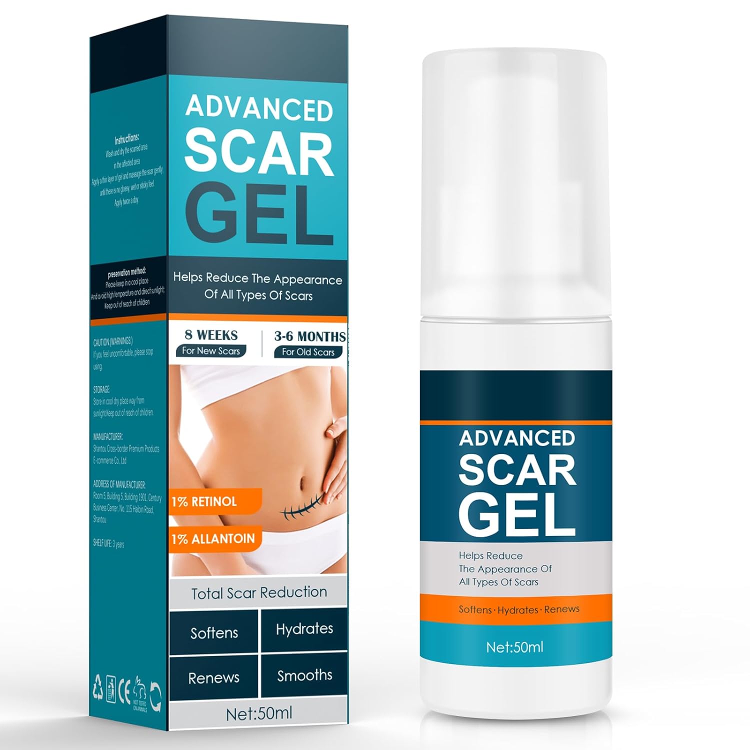Scar Gel, Scar Cream, Advance Scar Gel for Surgical Scars,Face,Body,Leg, Burns,...