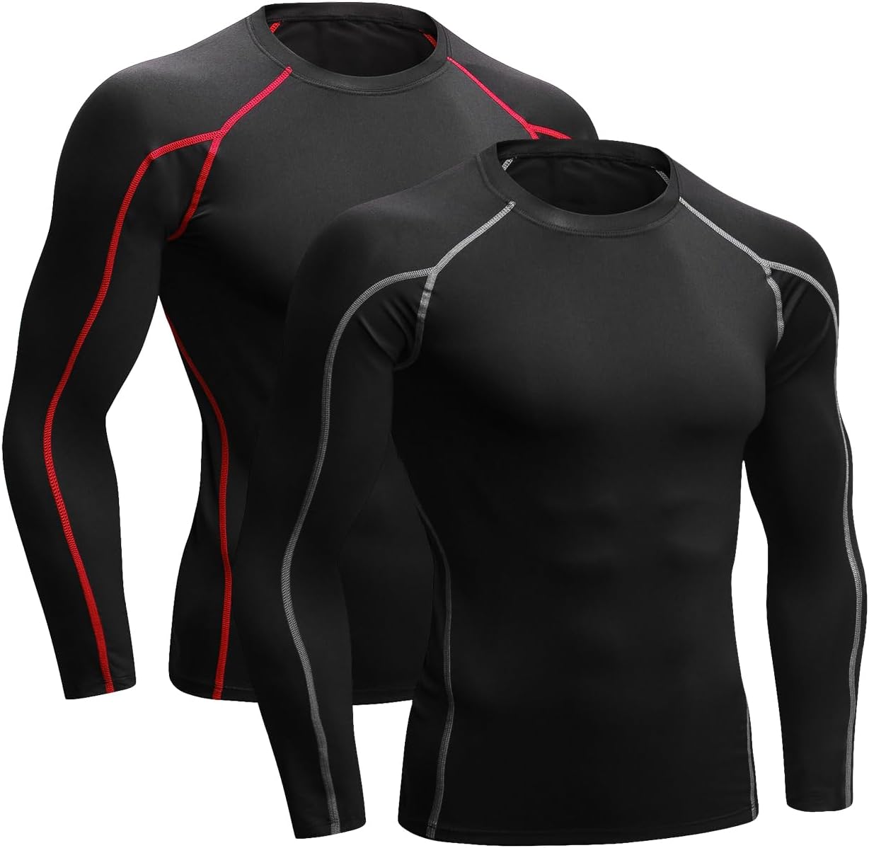 Niksa 2 Pack Long Sleeve Running Tops Mens,Base Layers Compression Top T-Shirts,...