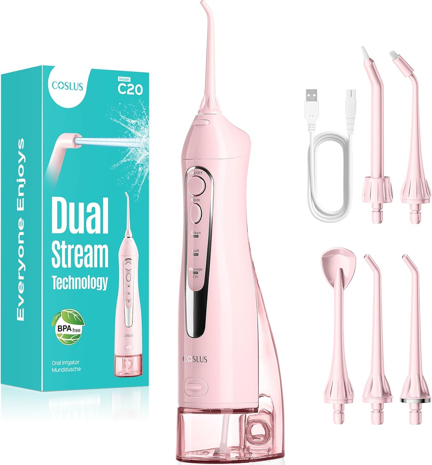 COSLUS Water Dental Flosser Teeth Pick: 2025 Upgraded Portable Cordless Waterpro...