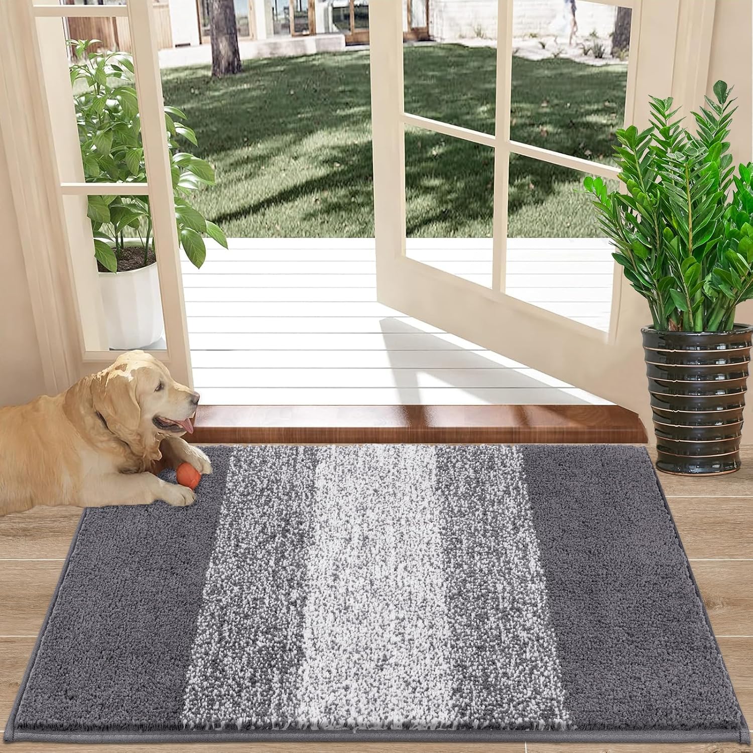 Vaukki Indoor Doormat Entryway Door Rug, Non Slip Absorbent Mud Trapper Mat Insi...