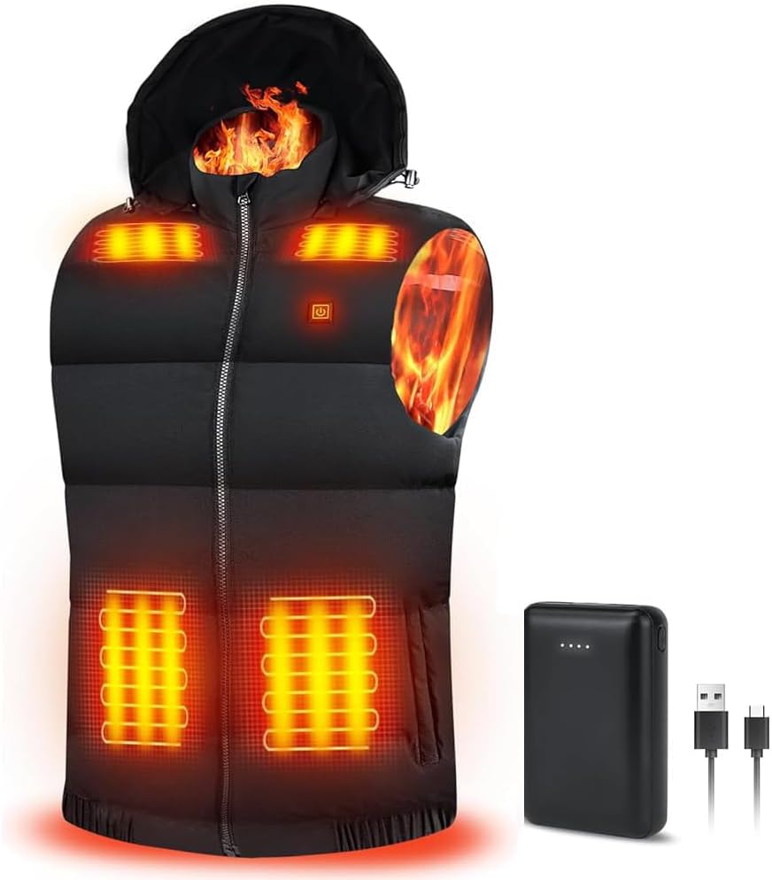 Rrtizan Heated Vest for Men and Women, Hood Heated Gilet with 3 Temperature Leve...