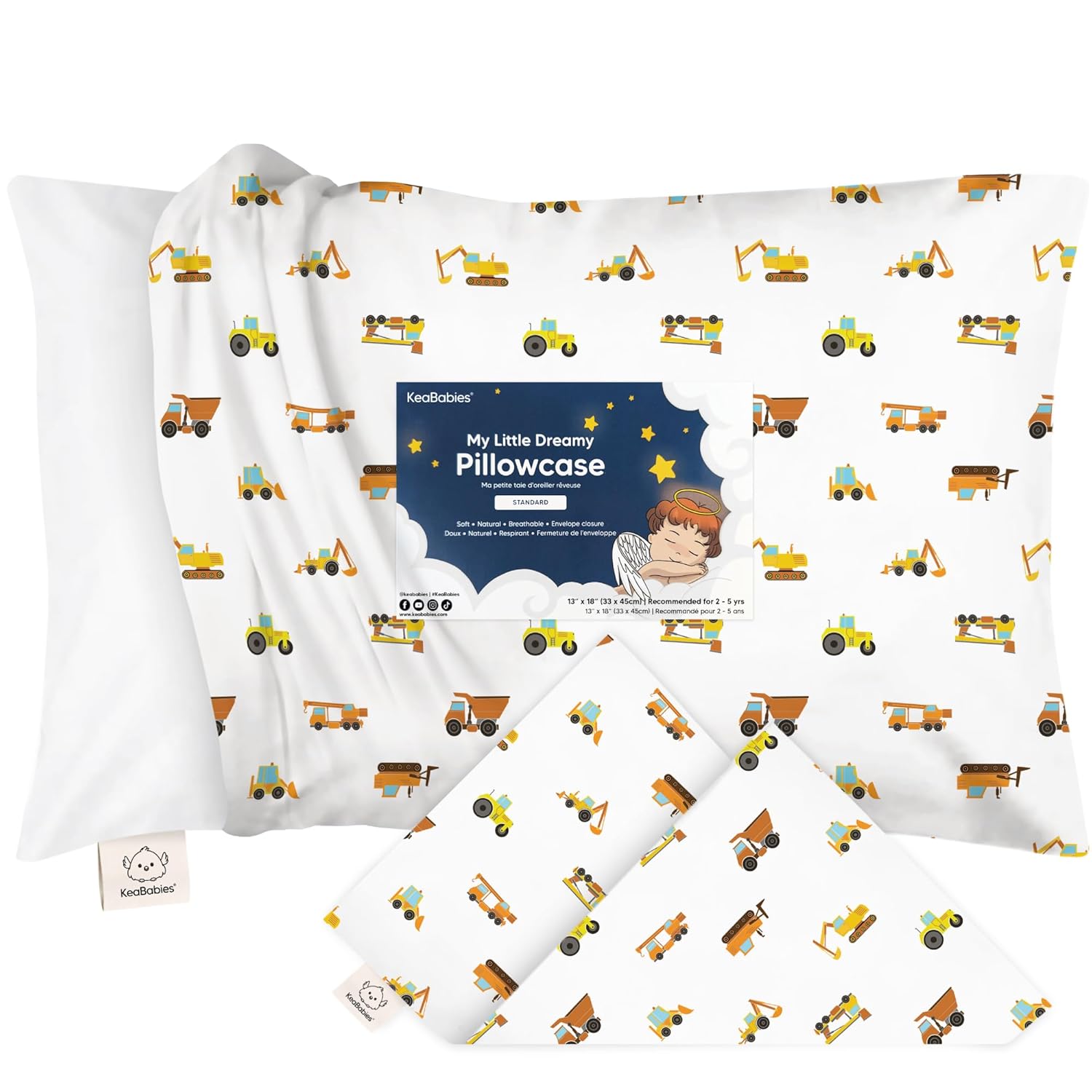 KeaBabies Toddler Pillowcase for 13X18 Pillow - Organic Toddler Pillow Case for...