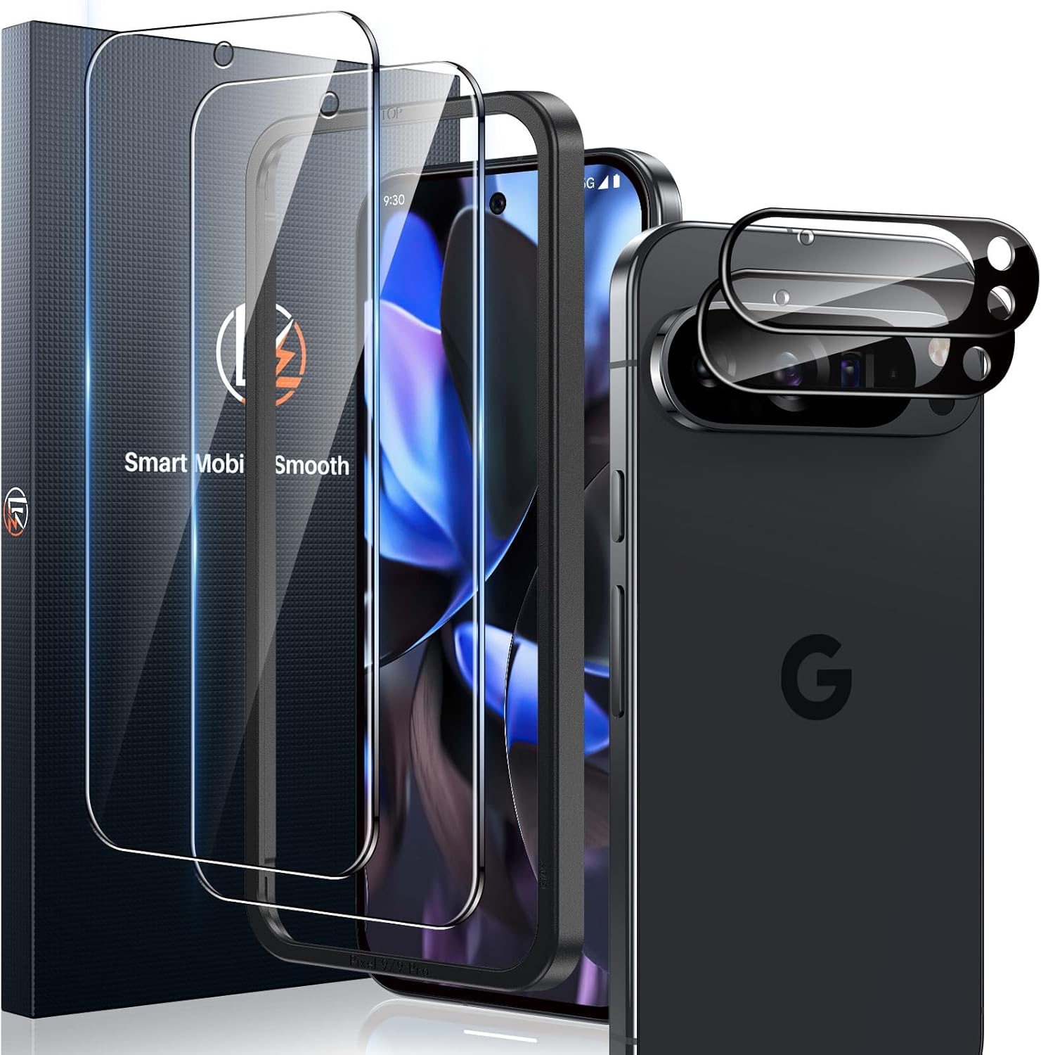 LK 2 Pack for Google Pixel 9 Pro Screen Protector, 2 Pack Camera Lens Protector,...