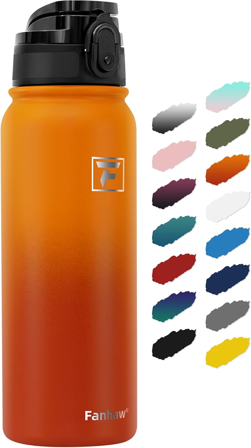 Fanhaw 600 ml Insulated Stainless Steel Water Bottle with 1 Lid (Chug Lid) - For...