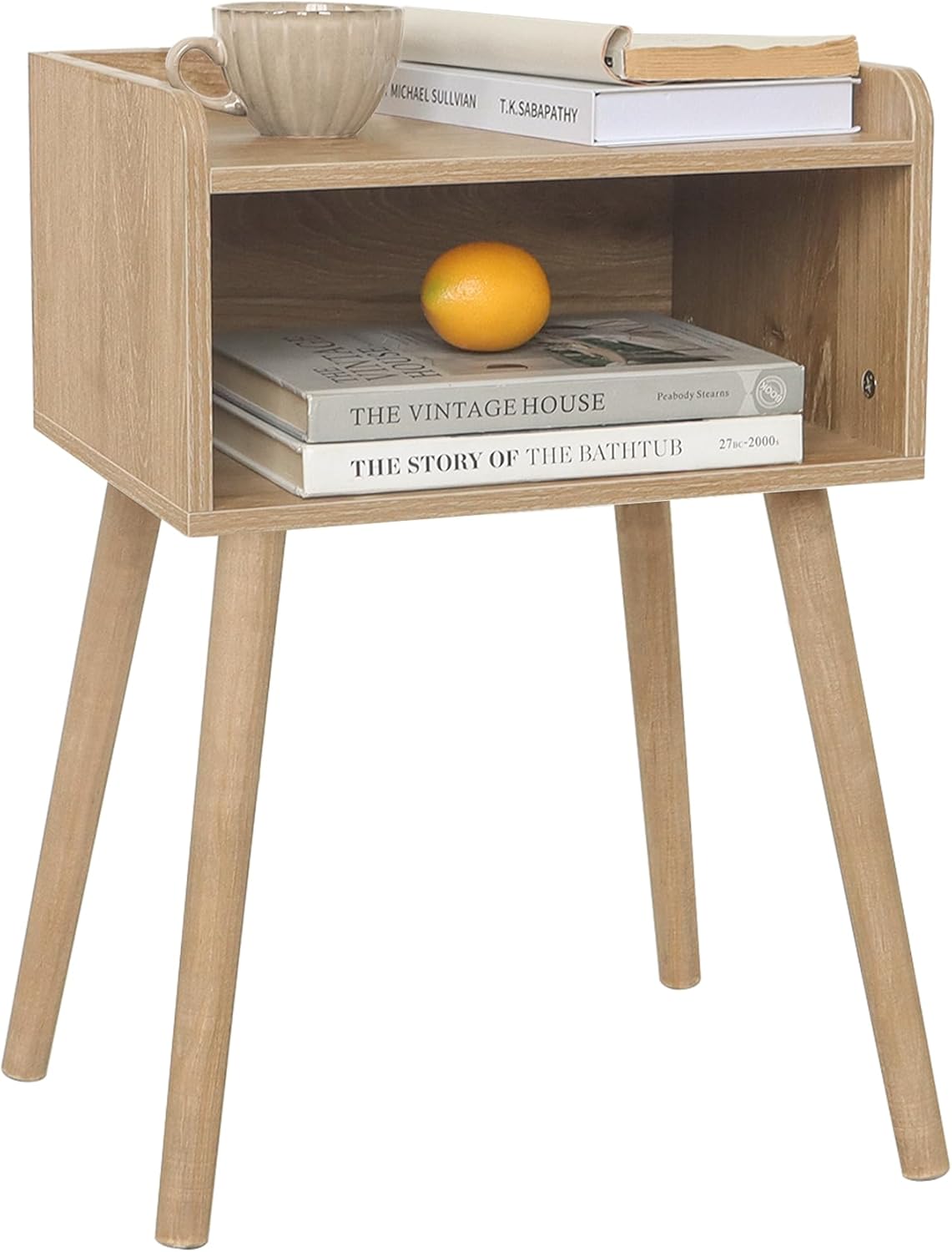 MaxSmeo Nightstand, Mid Century Modern Side Table Bedroom with Storage, Small En...