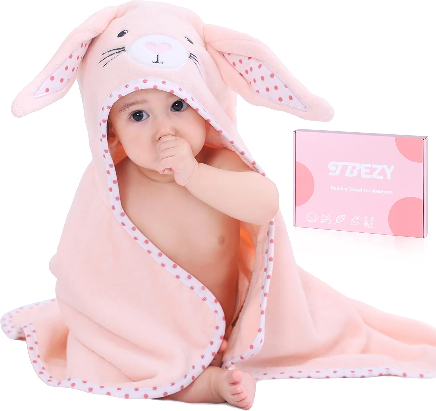 Baby Hooded Towel with Unique Animal Design Ultra Soft Thick Cotton Bath Towel f...
