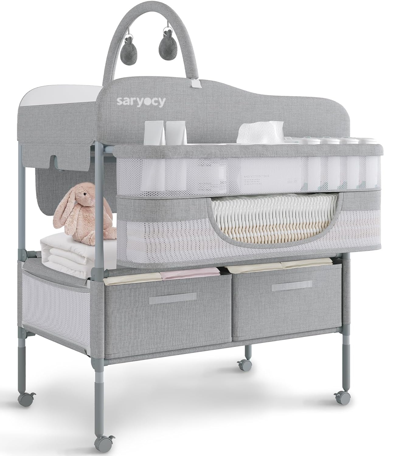 Baby Changing Table, Versatile Folding Changing Table, Waterproof Diaper Changin...