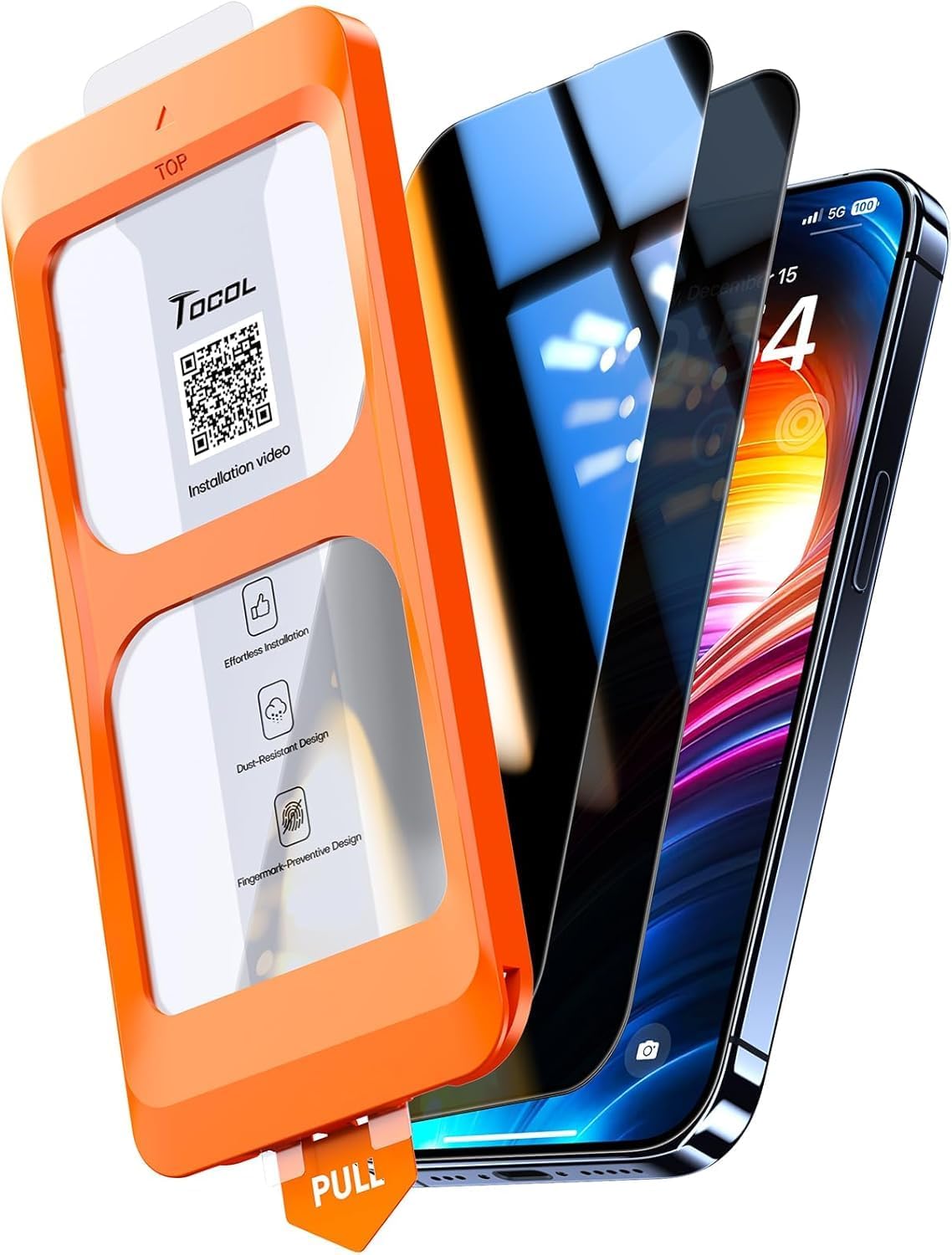 TOCOL for iPhone 14 Pro Max Privacy Screen Protector Tempered Glass Full Coverag...