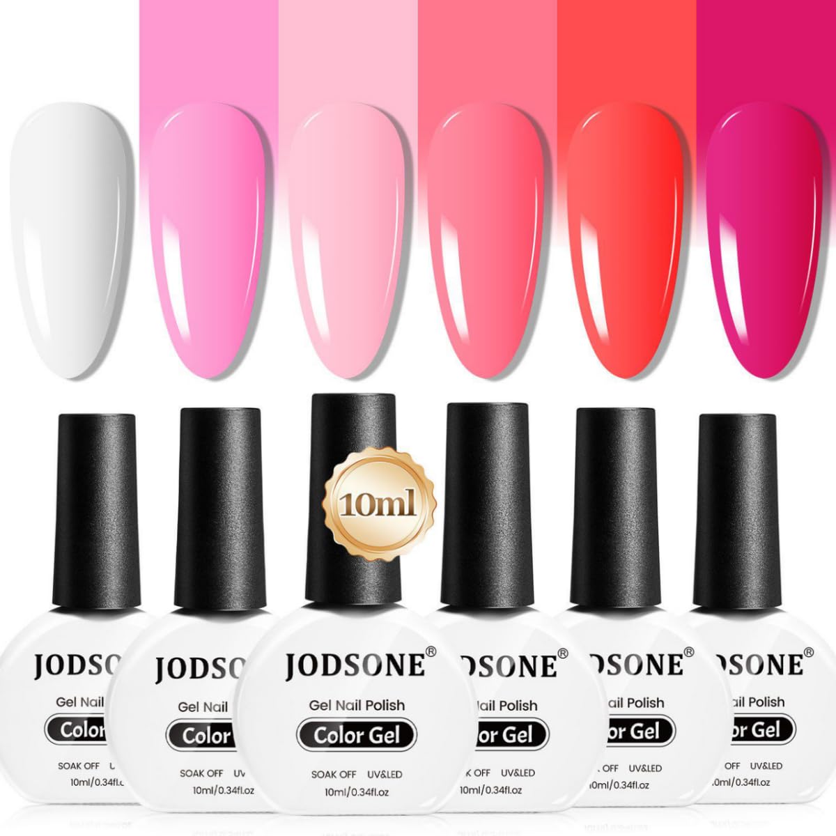 JODSONE 10ml 6 Colors Red Rose Pink Gel Nail Polis...