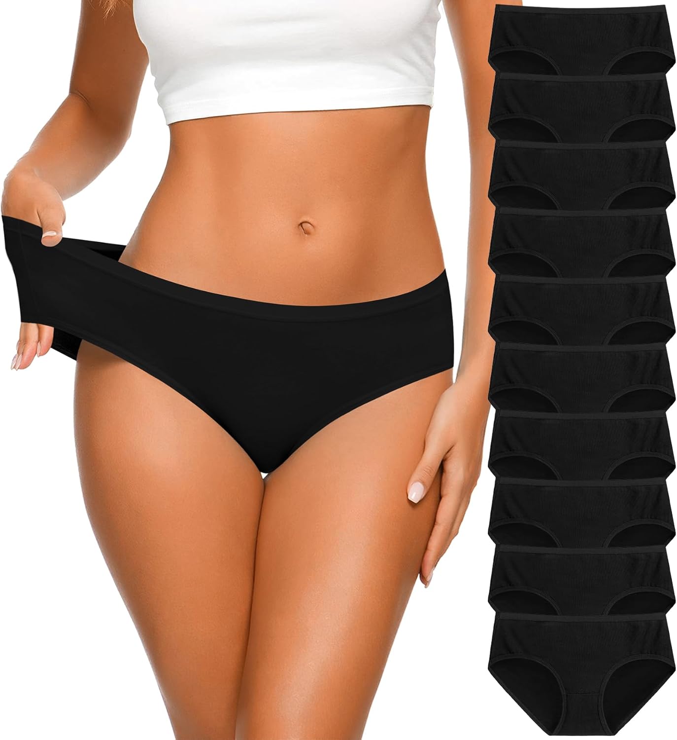 CULAYII Women's Cotton Bikini Panties, High-Cut Full Coverage Stretch Cool Under...