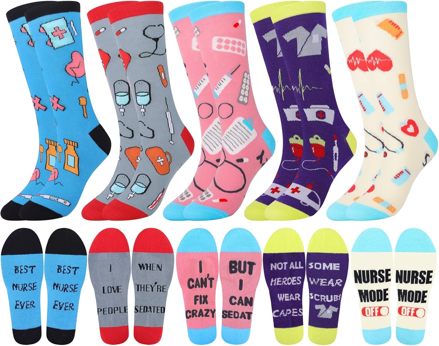 Jeasona Womens Funny Socks Plant Cat Nurse Gifts for Women Mom Colorful Nurse Gi...