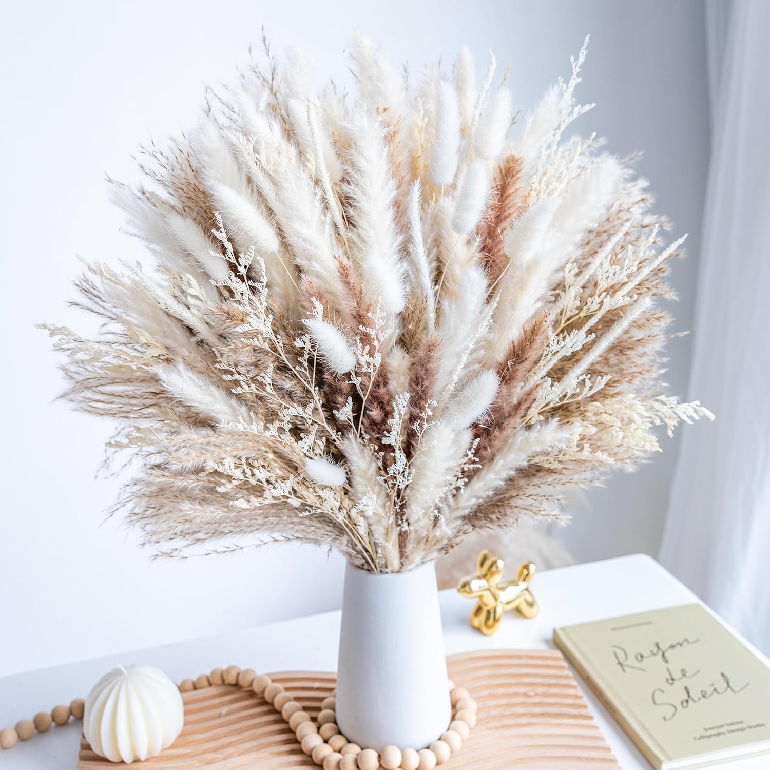96PCS Natural Dried Pampas Grass Boho Home Decor B...