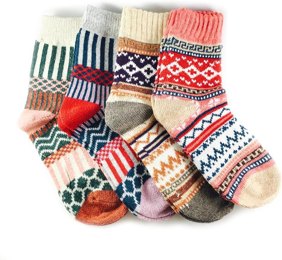 JOYCA & CO. 3-5 Pairs Womens Multicolor Fashion Warm Wool Cotton Thick Winter Cr...