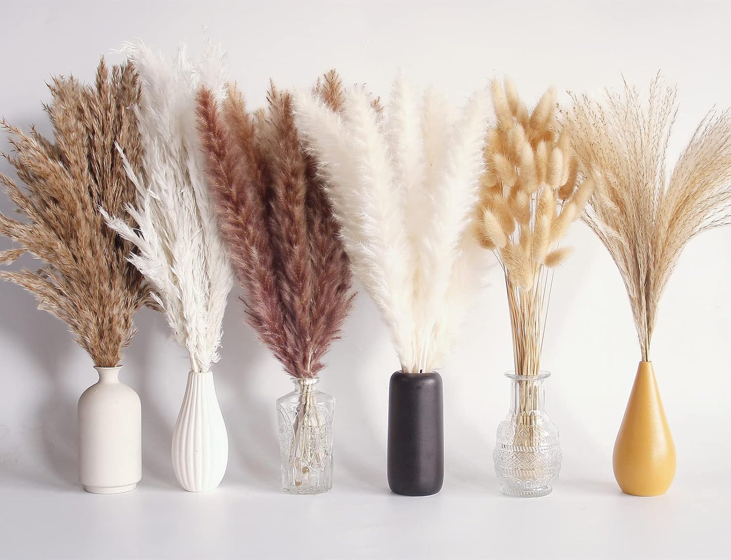 110 PCS Dried Pampas Grass Bouquet, Boho Table Decor, Bunny Tails Dried Flowers,...