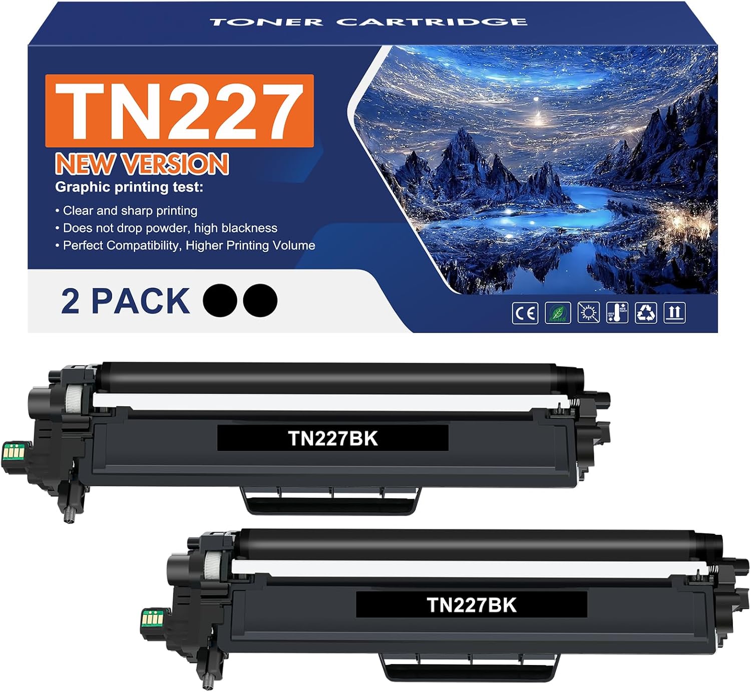 TN227BK TN-227BK TN227 Black MFC-L3770CDW Toner Cartridge Replacement for Brothe...
