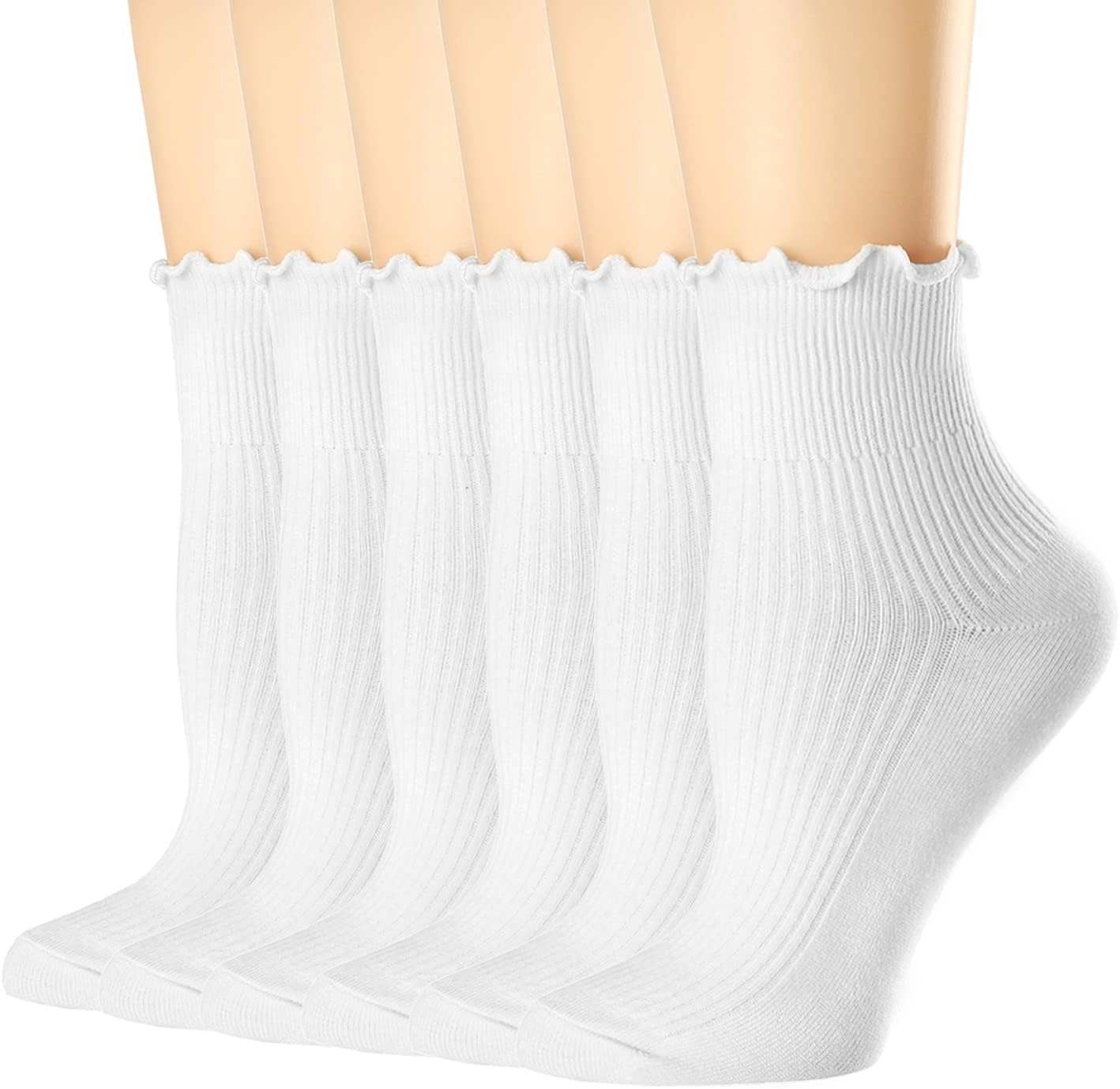 Mcool Mary Womens Socks, Ruffle Turn-Cuff Casual Ankle Socks Breathable Cool Kni...