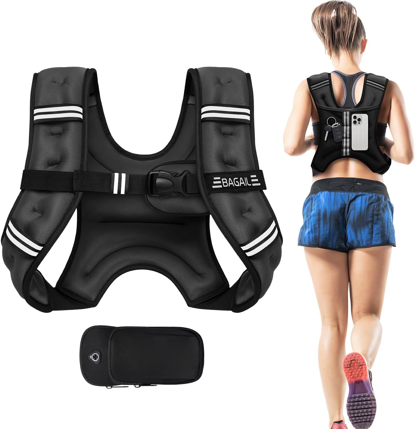 BAGAIL Weighted Vest, 5lbs/10lbs/12lbs/15lbs/20lbs/25lbs/30lbs Weight Vest with...
