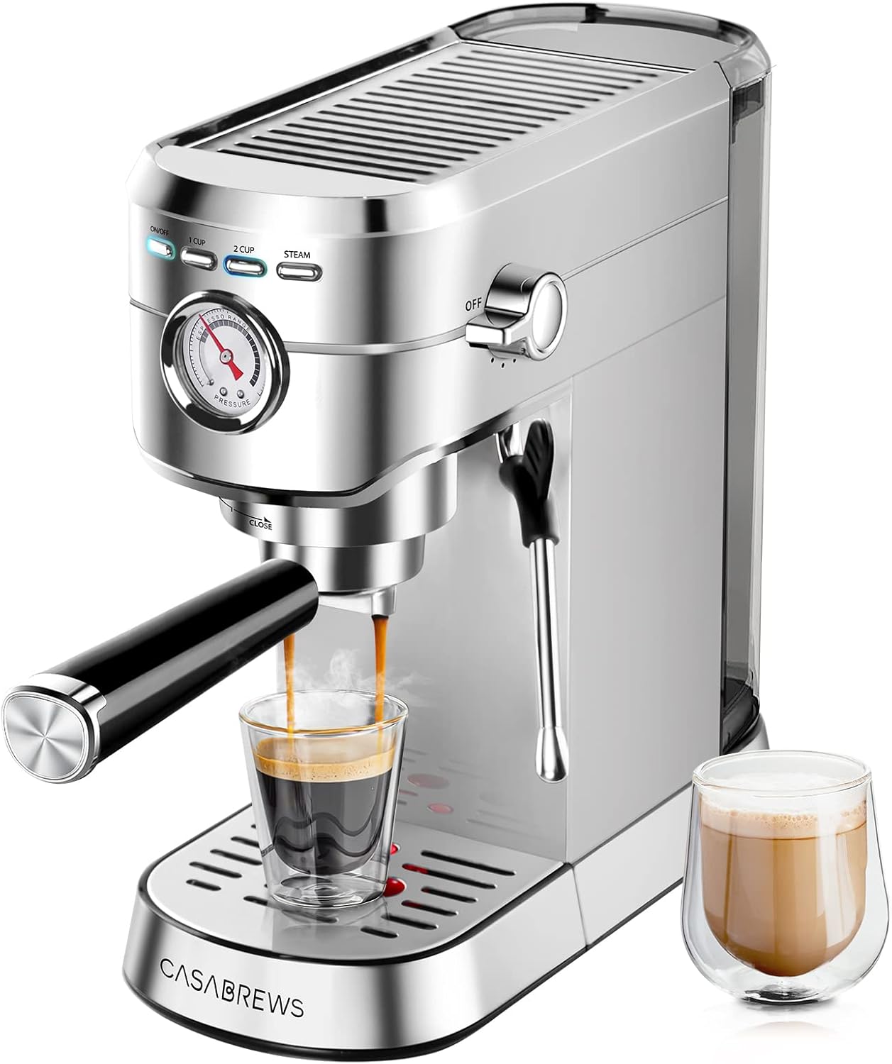 CASABREWS Espresso Machine 20 Bar, Stainless Steel Espresso Coffee Machine with...