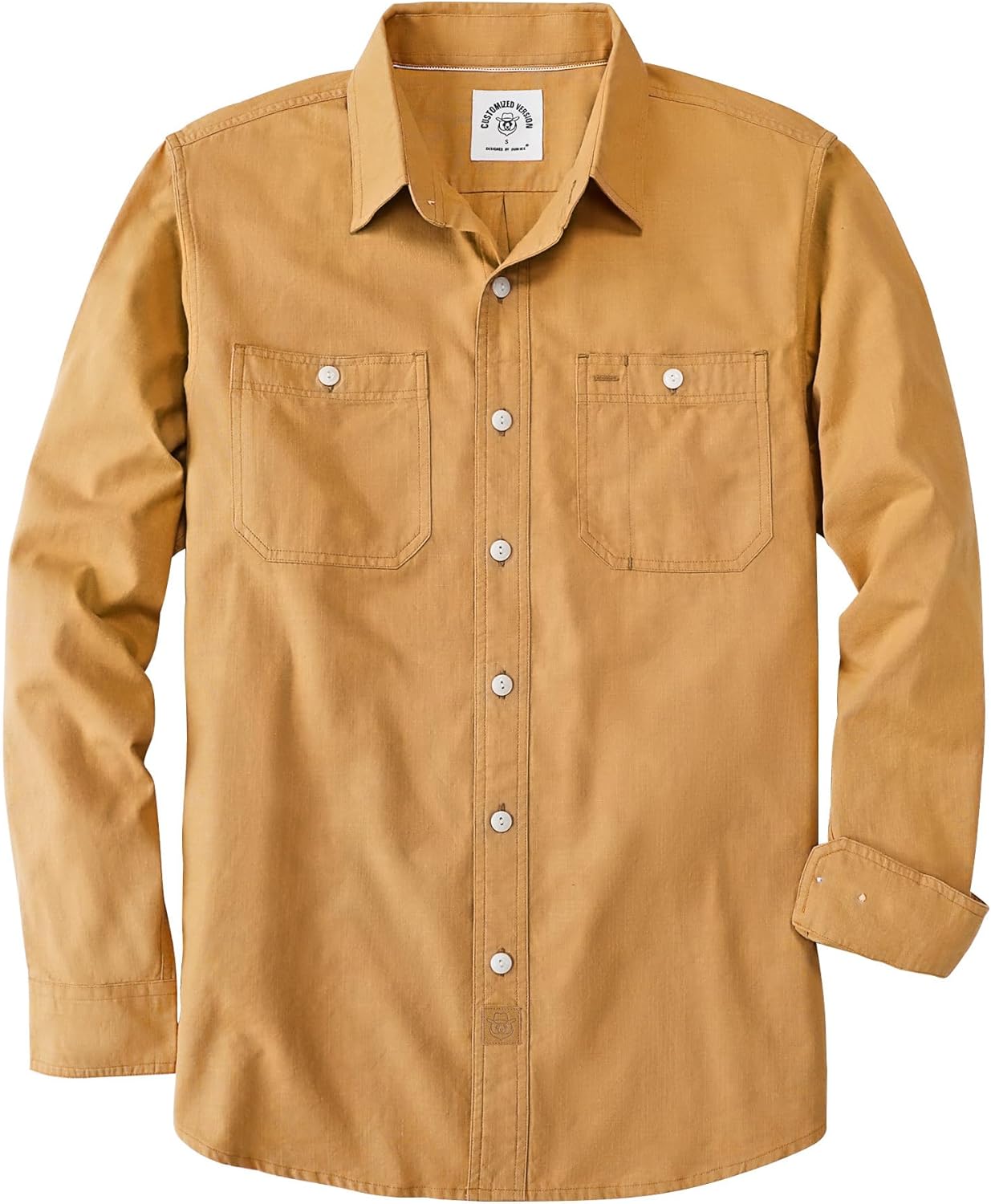 Dubinik® Chambray Shirt Men Long Sleeve Cotton Work Shirts with 2 Pockets Casual...