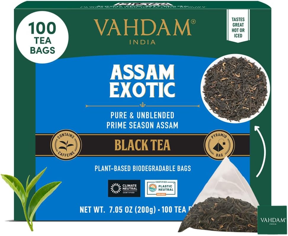 VAHDAM, Assam Exotic Black Tea Bags (100 Count) High Caffeine, Gluten Free, Full...