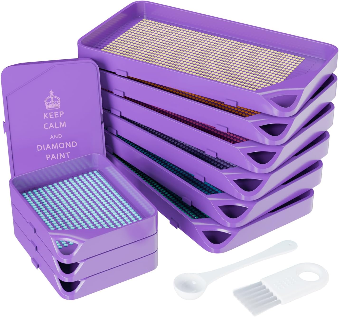 ARTDOT 10-Piece Interlocking Diamond Art Trays Kits for Adults, Stackable Diamon...