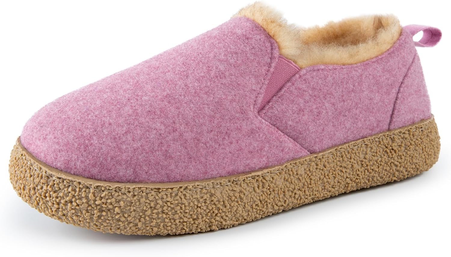 MERRIMAC Women's Faux Felt Slippers Closed-back Warm Comfy Non-slip Memory Foam...