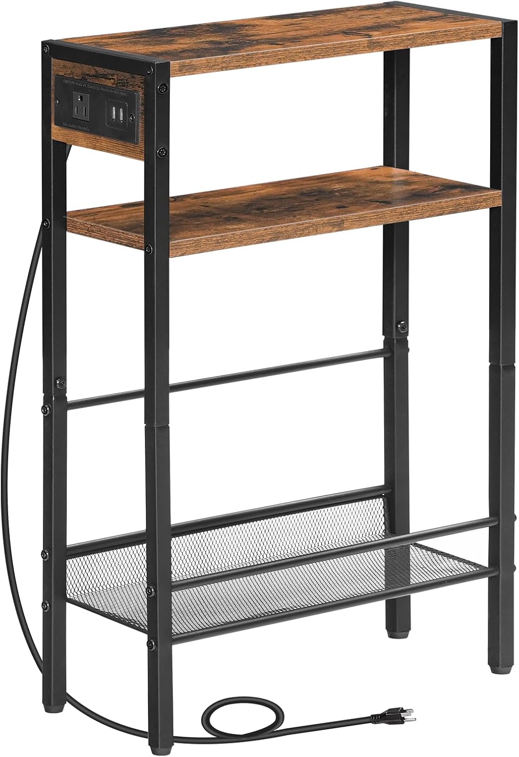 HOOBRO Small Narrow Side Table with Charging Stati...