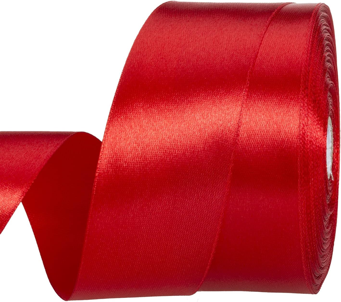 1 1/2 Inch Red Solid Satin Ribbon, 50 Yards Craft Fabric Ribbon for Gift Wrappin...