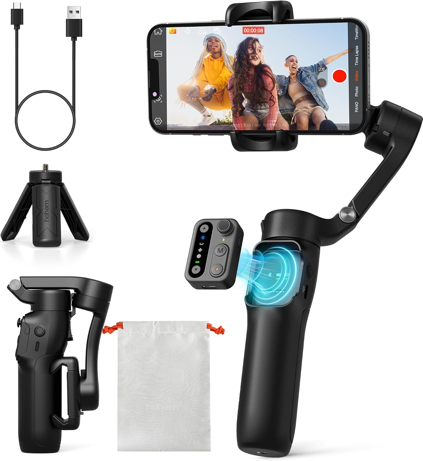 hohem iSteady X3 SE Gimbal Stabilizer for iPhone, Phone Stabilizer with Detachab...