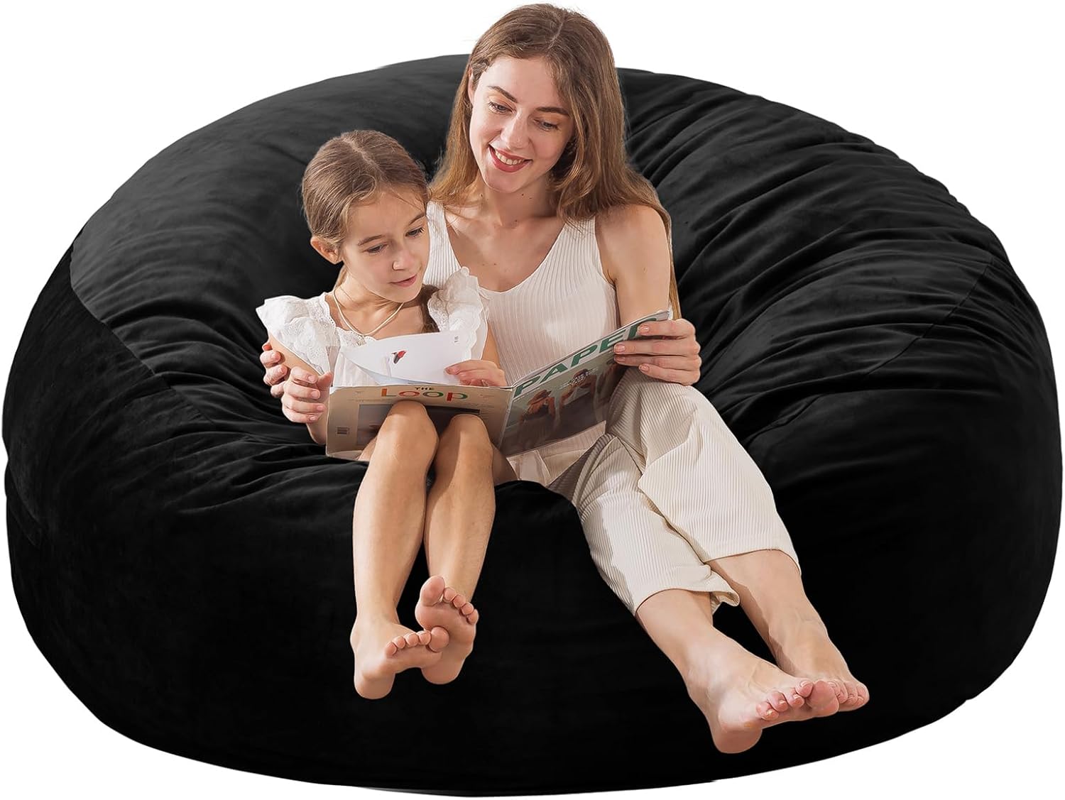EDUJIN 5 ft Bean Bag Chair: 5' Large Memory Foam Filled Bean Bag Chairs for Adul...