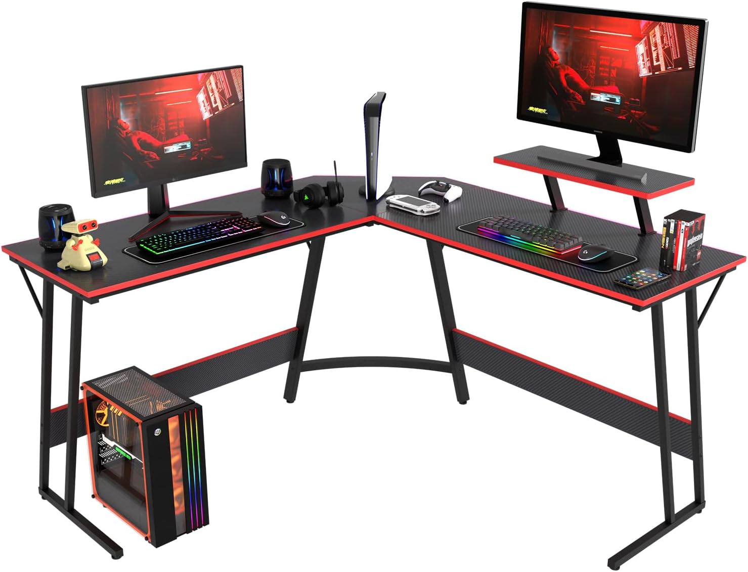 PayLessHere L Shaped Desk Corner Gaming Desk Computer Desk with Large Desktop St...