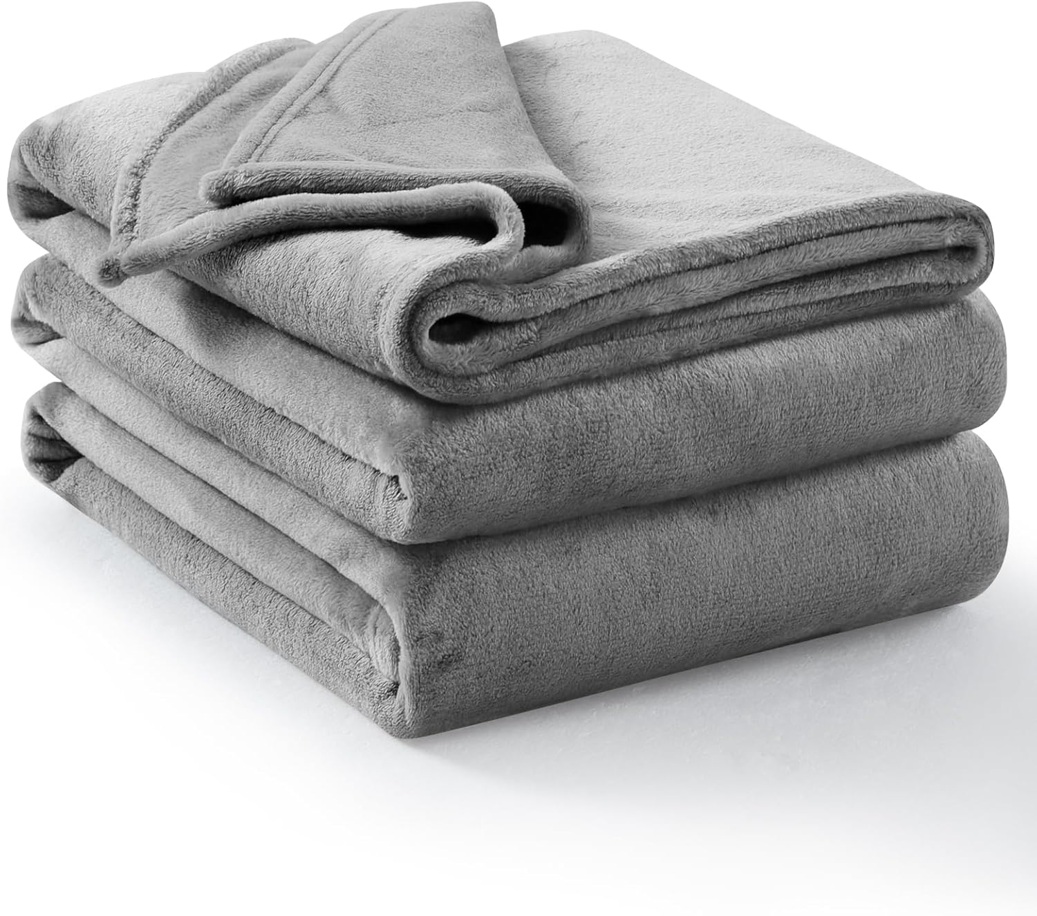 Aisbo Fleece Throw Blanket Grey - Versatile Soft Warm King Size Blanket Fluffy E...