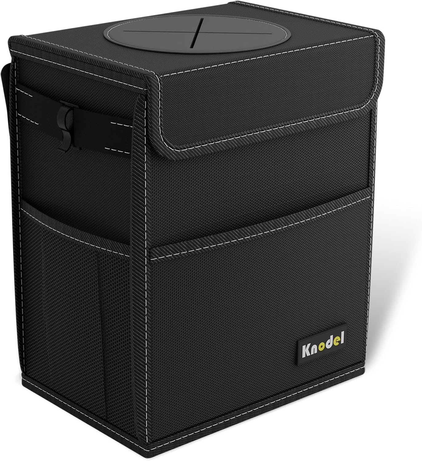 K KNODEL 2 Gallon Black Leak-Proof Waterproof Car Trash Can with Lid Black Mediu...
