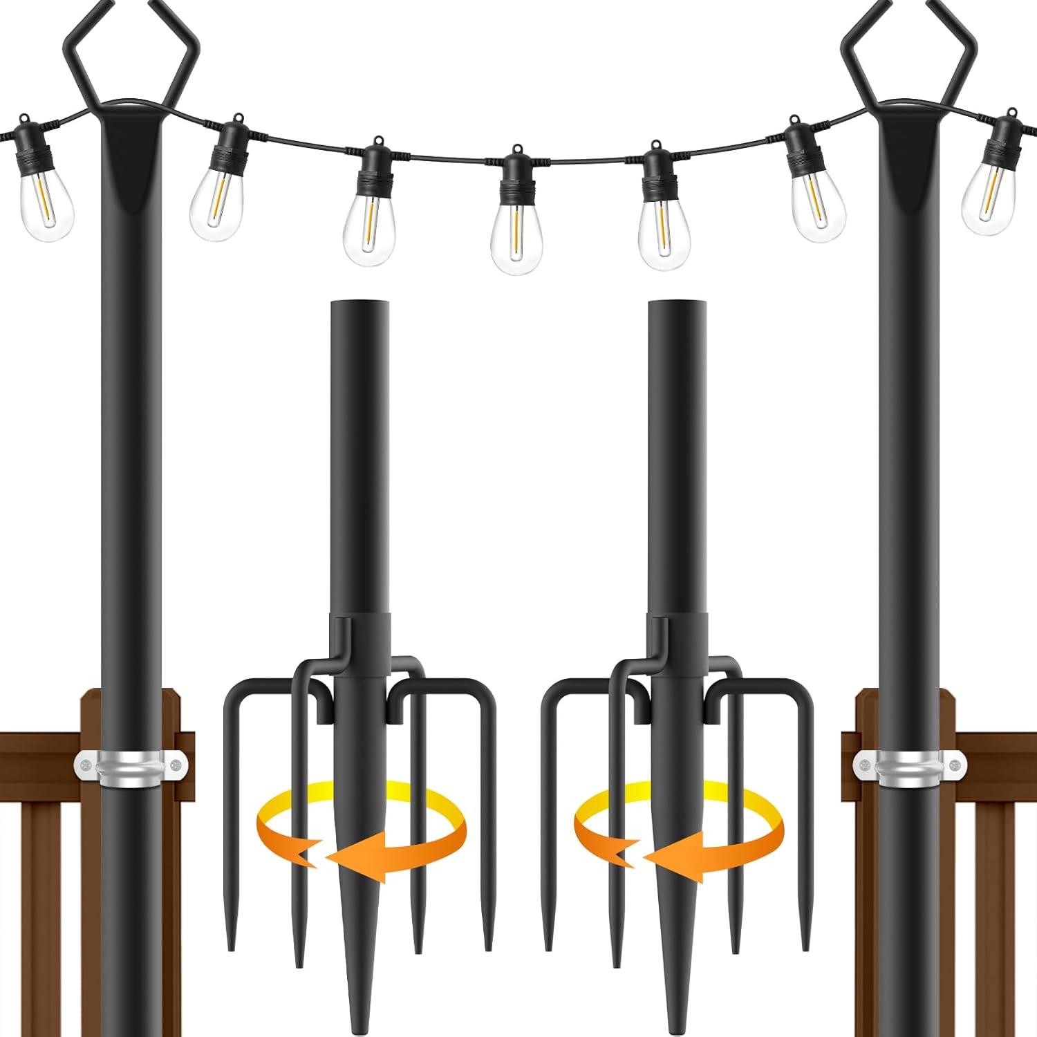 AILBTON 2 Pack 10Ft String Light Poles,Light Poles for Outside String Lights,Out...