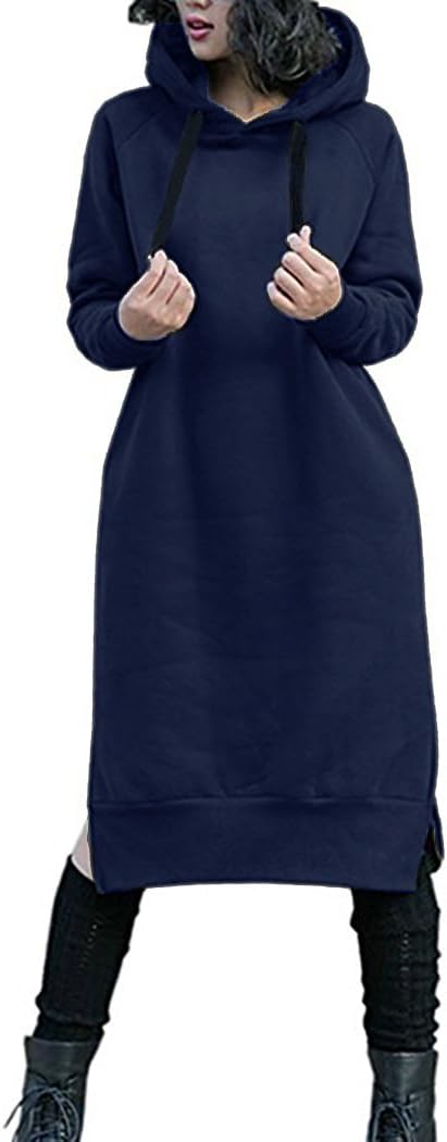 NUTEXROL Women's Thickening Long Fleece Sweatshirt String Hoodie Dress Pullover...