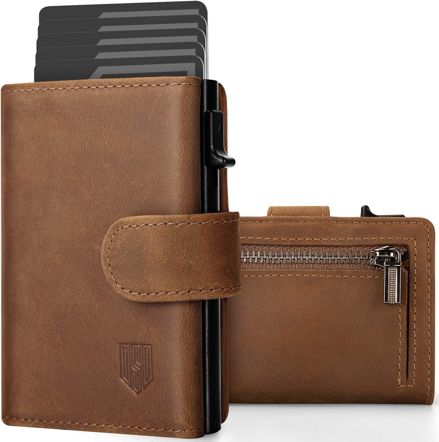 DODENSHA Card Holder Wallet, RFID Blocking Genuine Leather Pop Up Credit Card Wa...