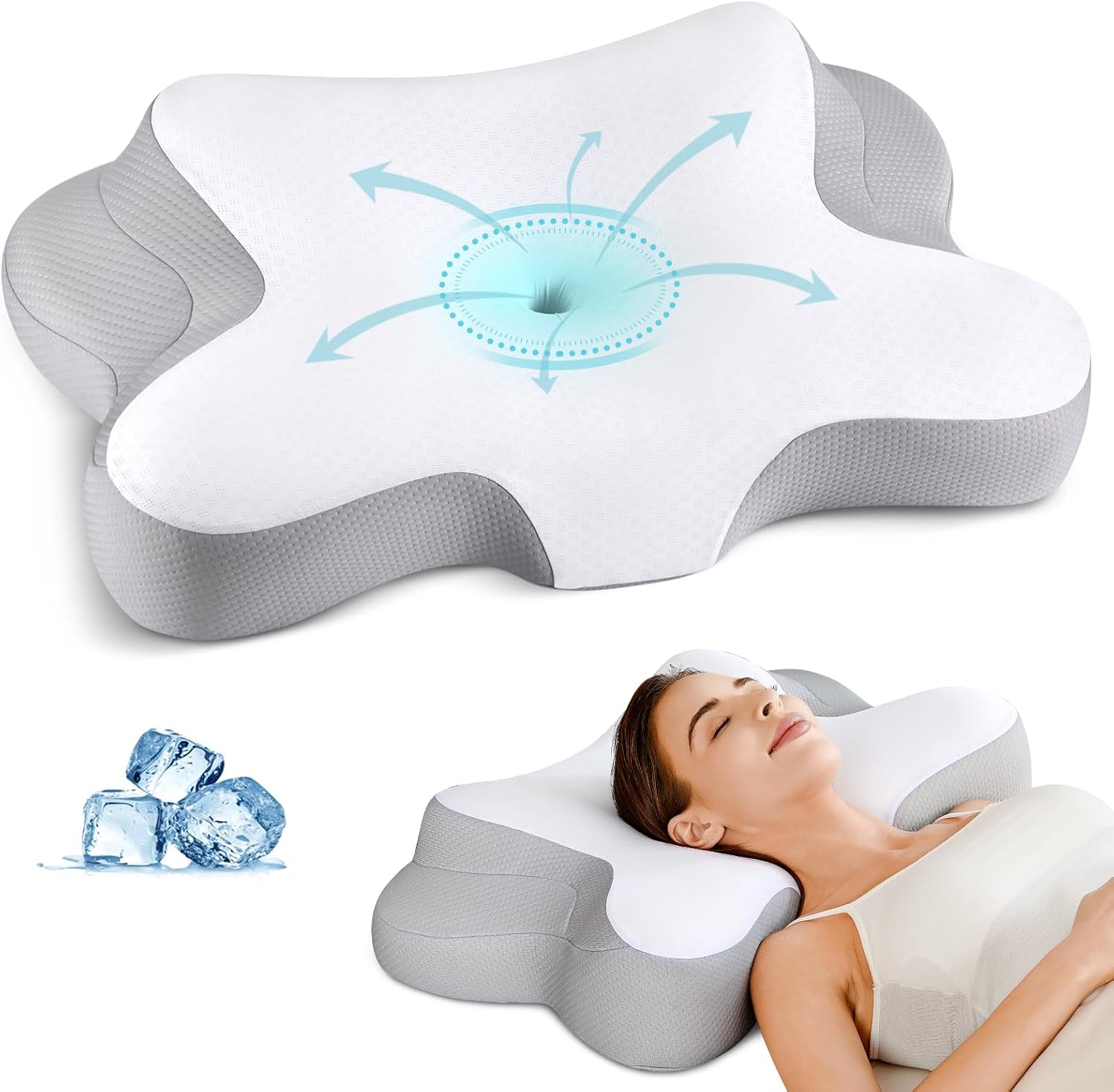 Cervical Neck Pillow - Ergonomic Neck Pillow for Pain Relief, Cooling Memory Foa...