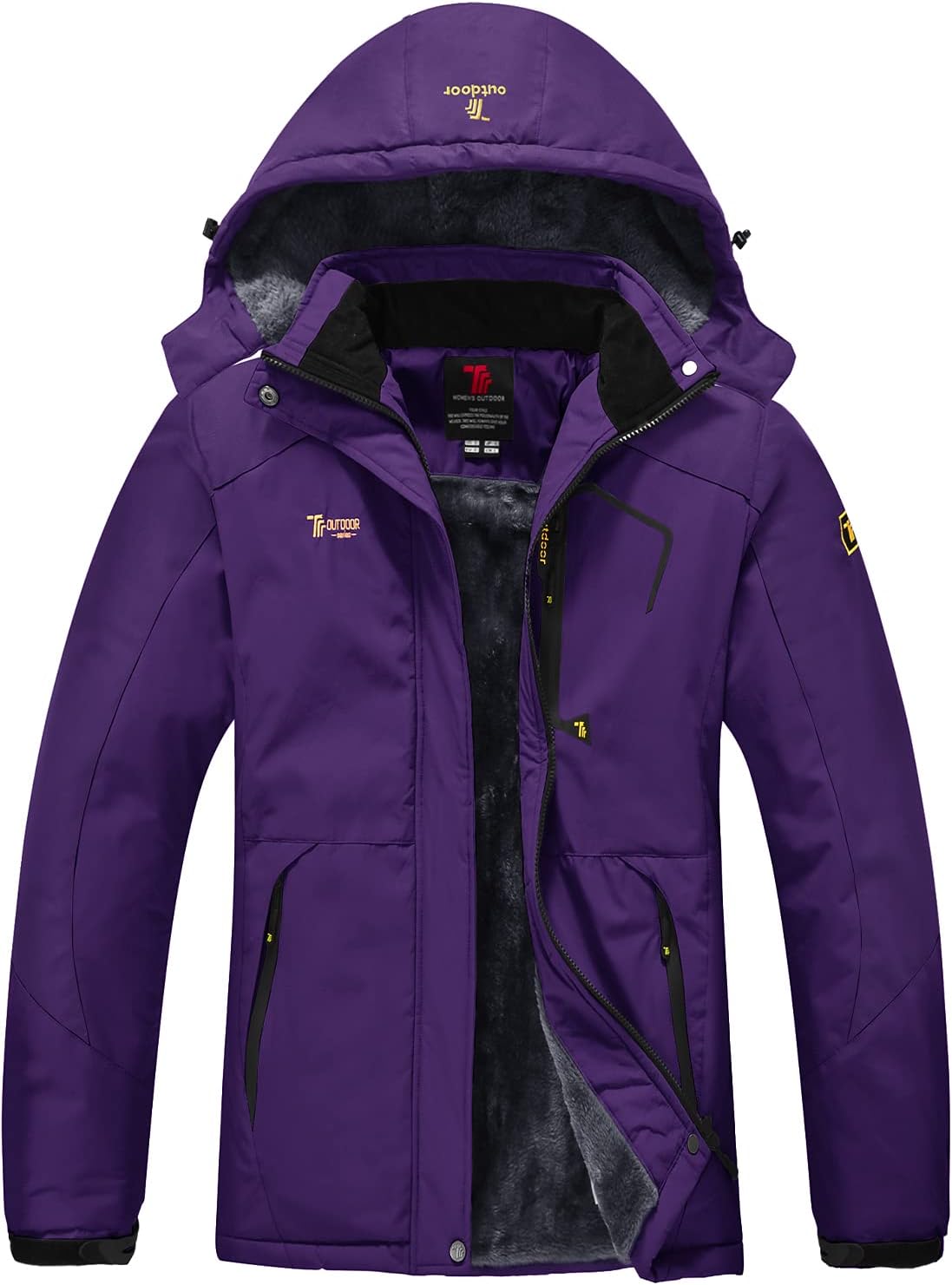 donhobo Womens Waterproof Jacket Winter Warm Fleece with Hood Windproof Camping...