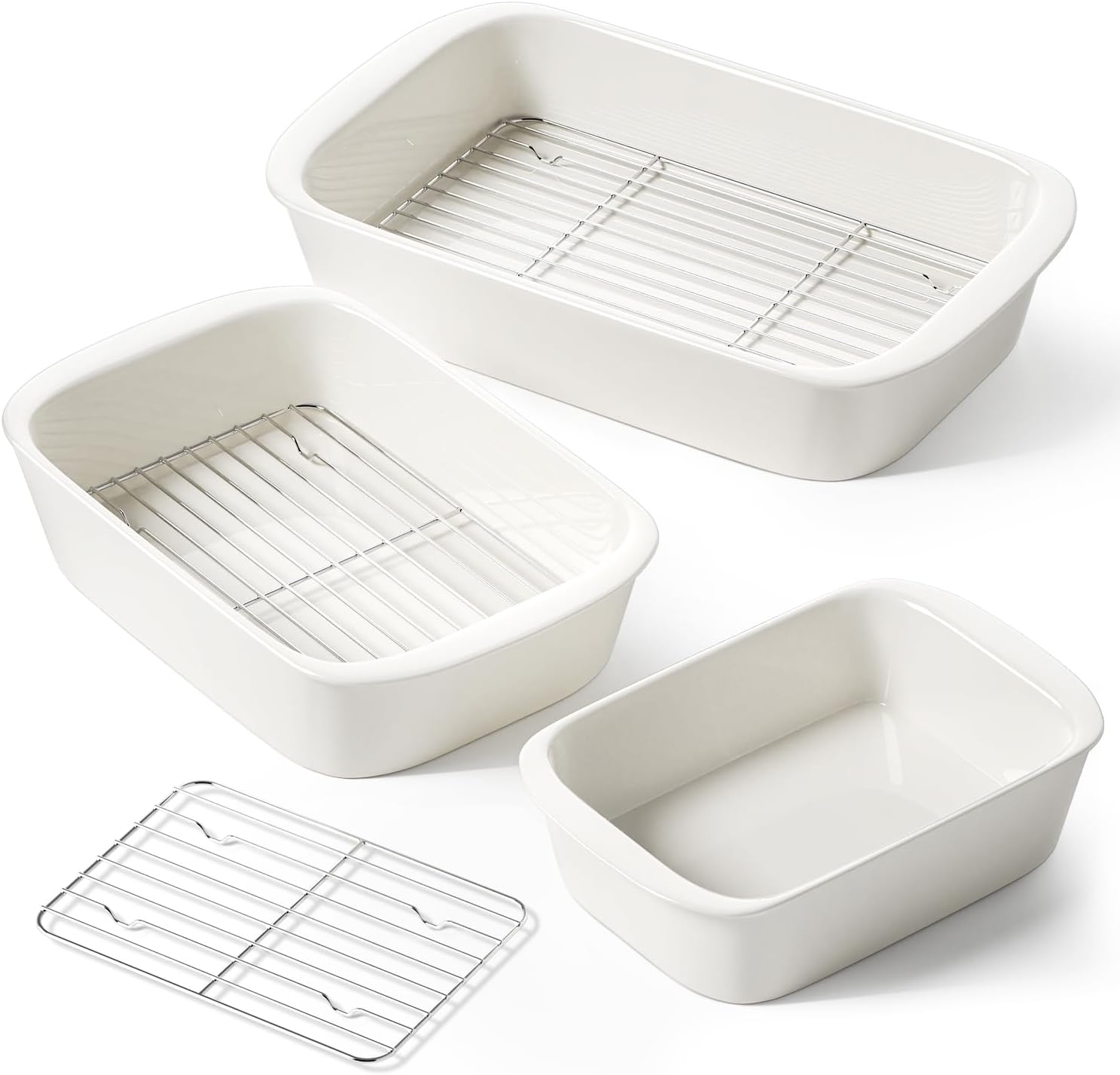 LE TAUCI Deep Casserole Dishes for Oven, 13.7”x9.6” Ceramic Baking Dish Set with...