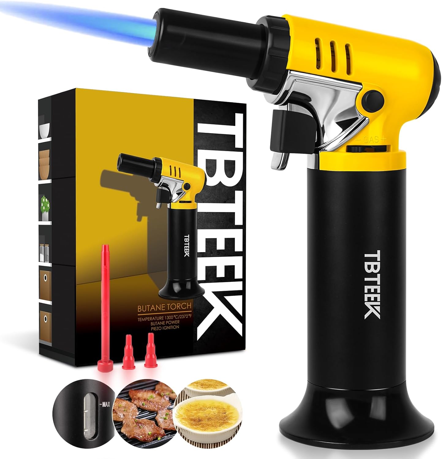 TBTeek Butane Torch with Fuel Gauge T907, One-hand Operation Kitchen Torch Light...