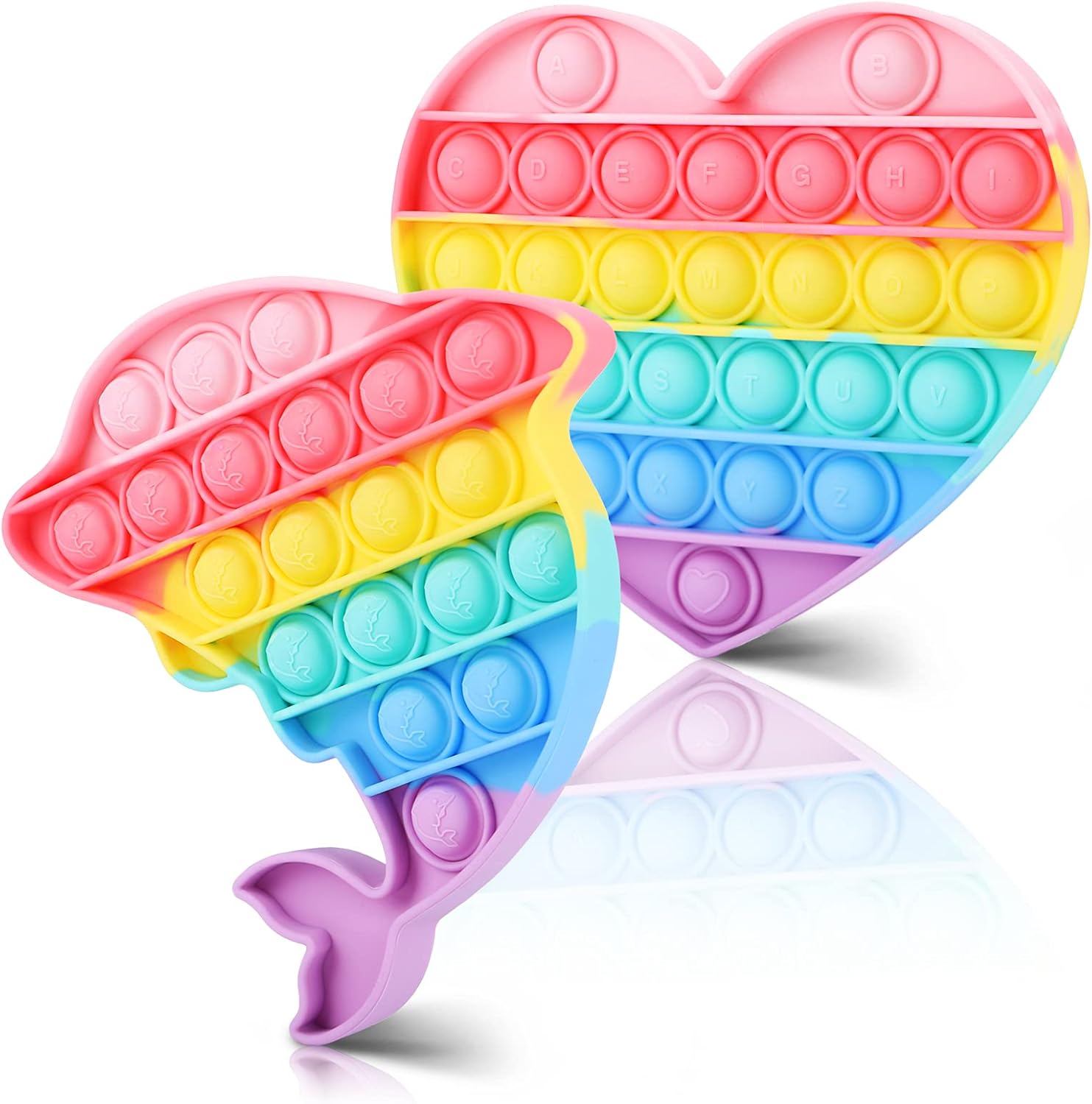 HOUT 2 Pack Sensory Pop Poppets lt Fidget-Toys - Dolphin and Heart Stress Relief...