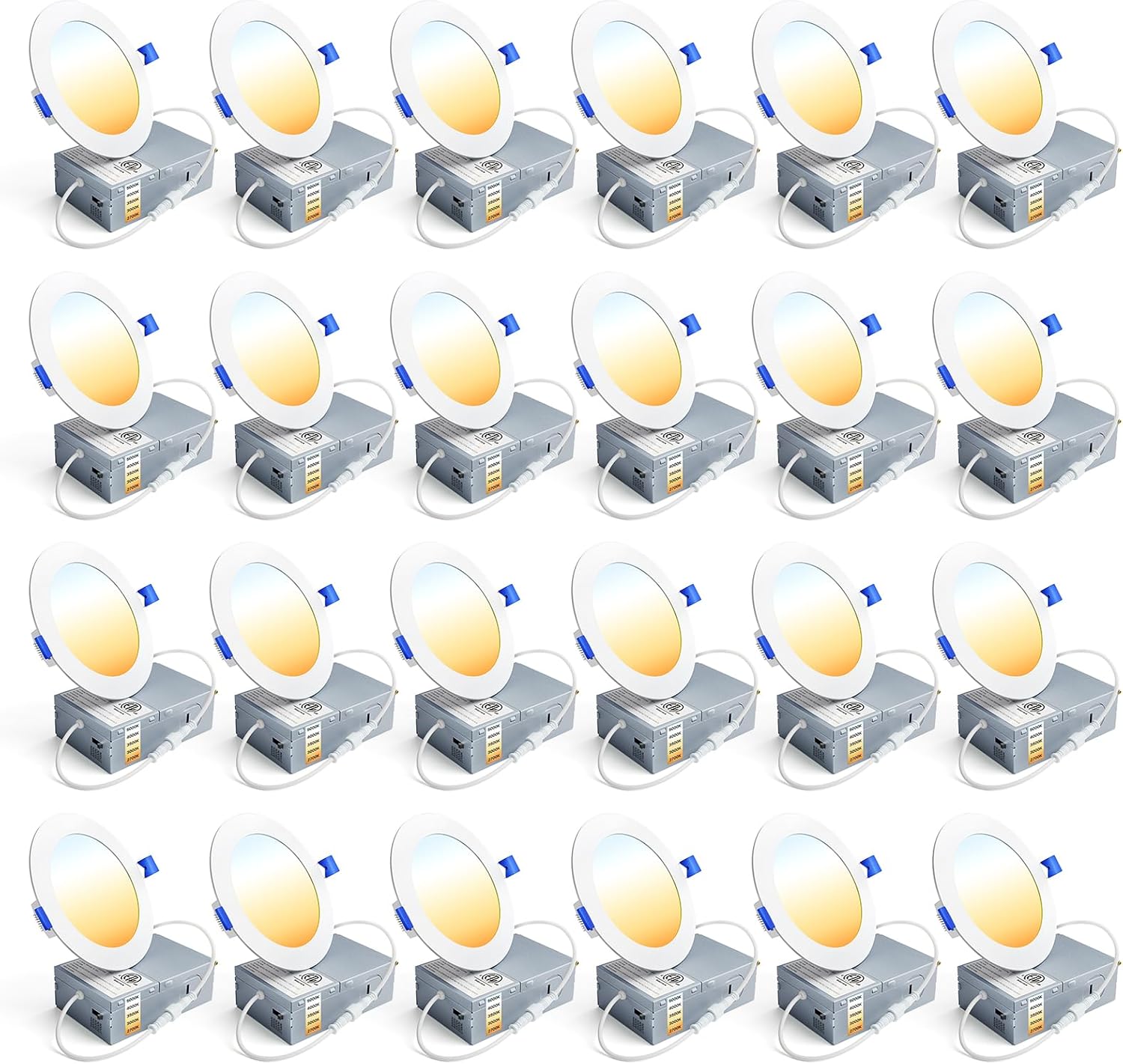 Ensenior 24 Pack 4 Inch LED Recessed Ceiling Light, Dimmable, 2700K-5000K 5CCT,...