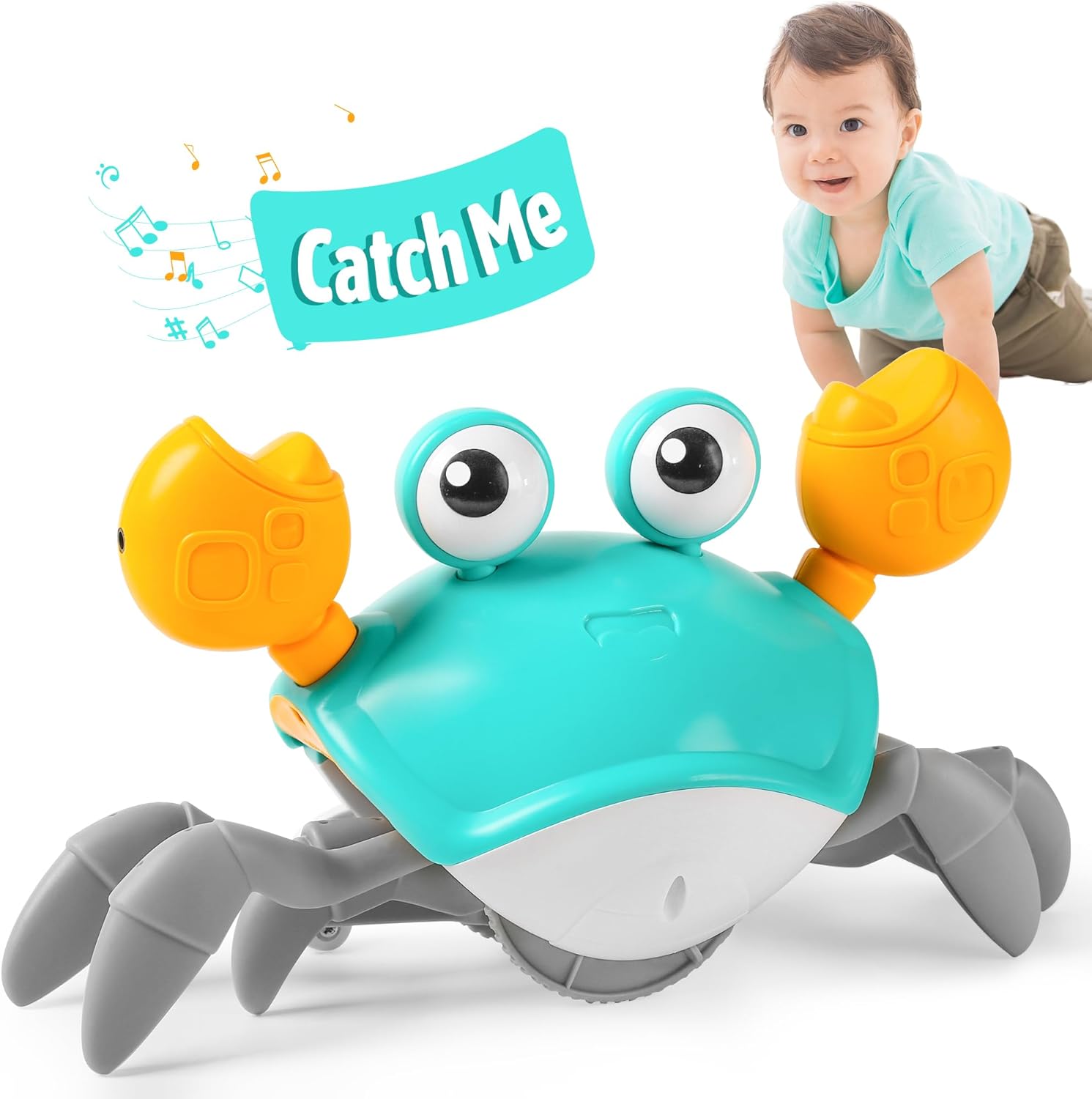 Crawling Crab Baby Toy Infant: Tummy Time Toys for Babies 3 6 9 12 18 24 36 Mont...