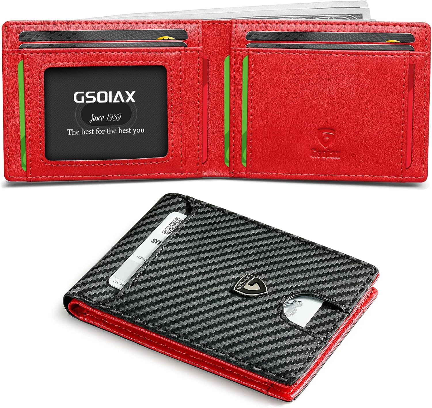 GSOIAX Mens Slim Wallet RFID Blocking Bifold wallets for men Minimalist Genuine...