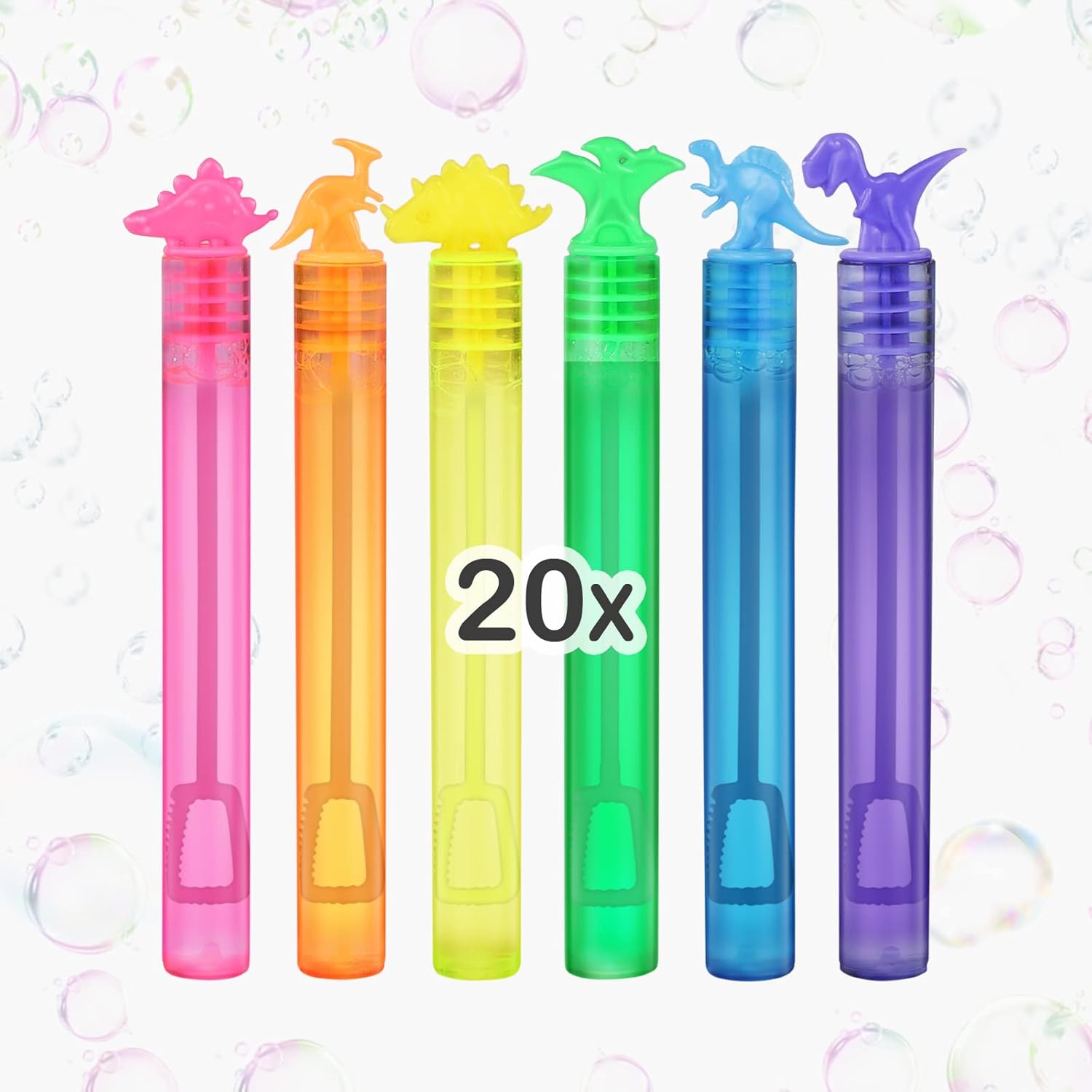 20 Packs Mini Bubbles Dinosaur Bubbles With Bubble Wand Bottles Birthday Bubble...