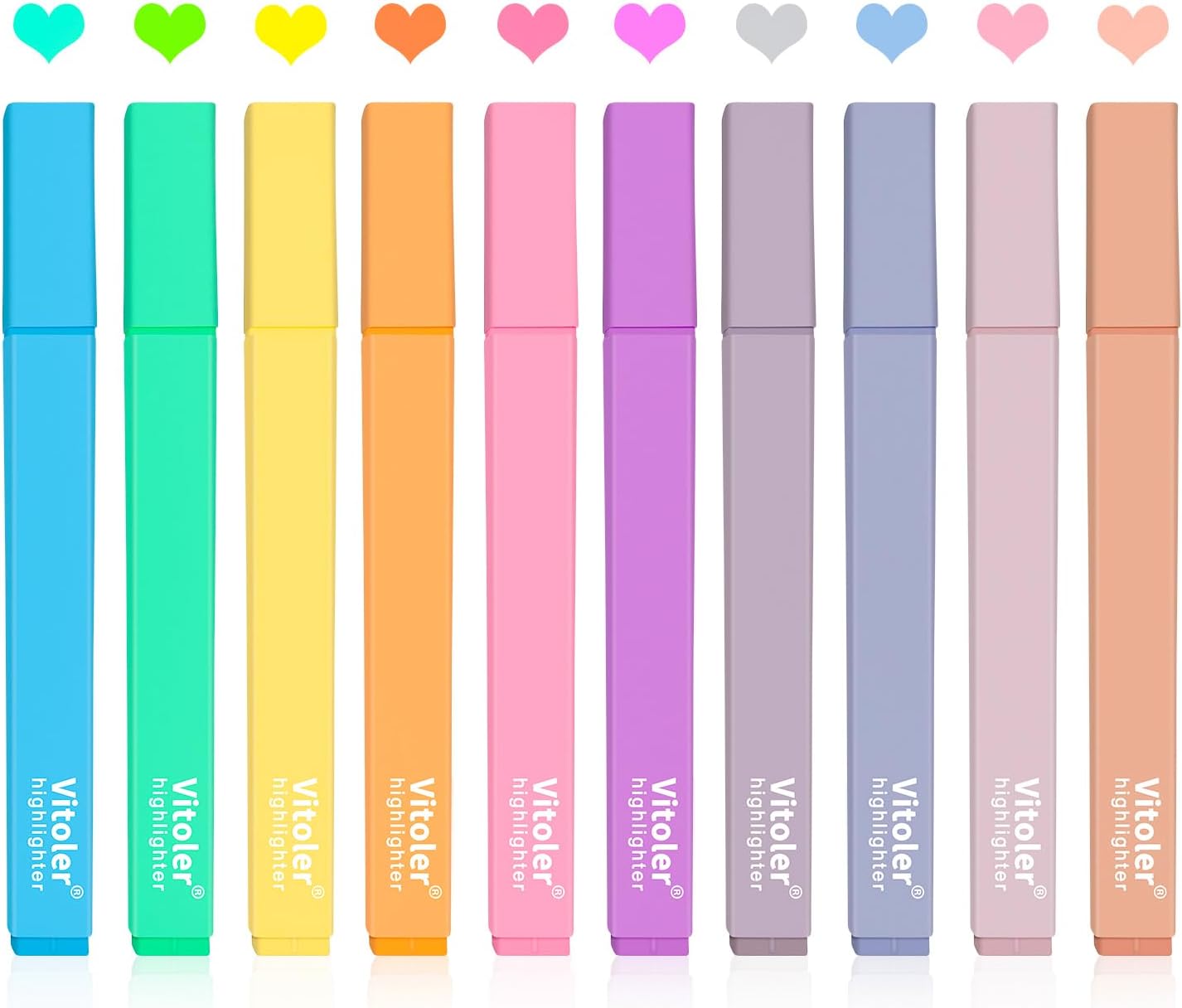 Vitoler 10Pcs Aesthetic Highlighters, Chisel Tip Marker Pens,Assorted Color Cand...