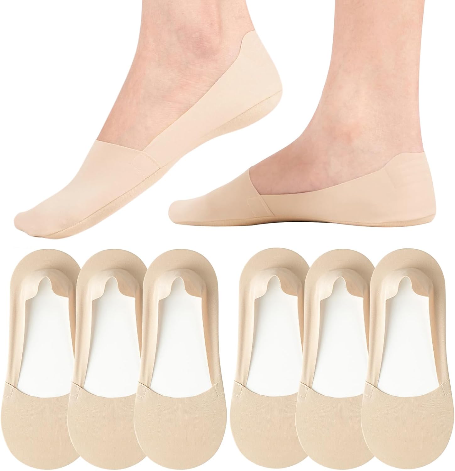 No Show Trainer Socks Womens - Non Slip Invisible Socks Ladies Low Cut Liner Foo...