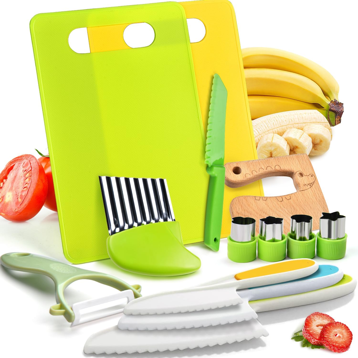 Montessori Kitchen Tools,13Pcs Toddler Knife Set Kids Knife Set for Real Cooking...