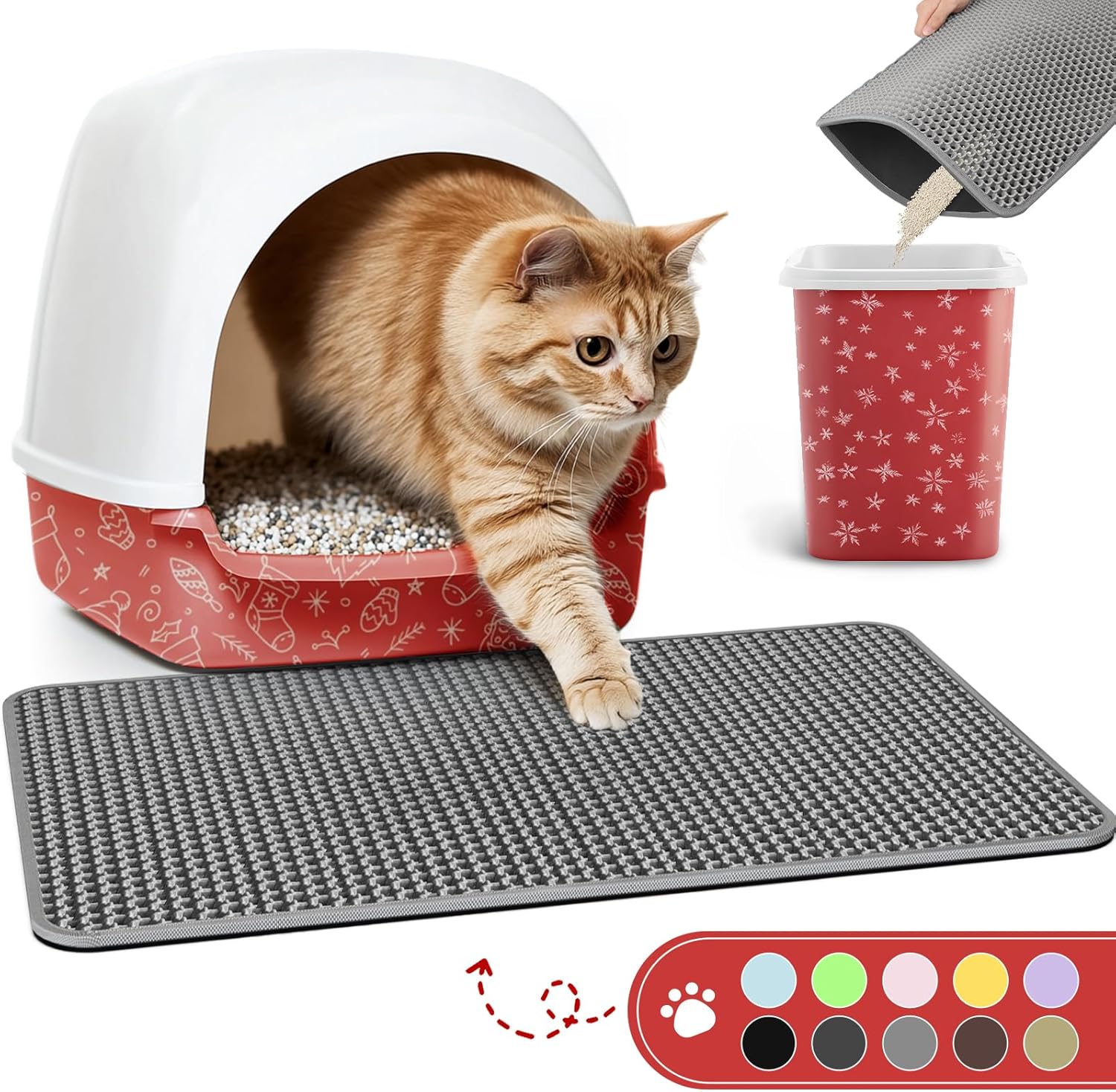 Cat Litter Mat - 23.2'' x 14.6'' Small Litter Trapping Mat, Easy to Clean Litter...
